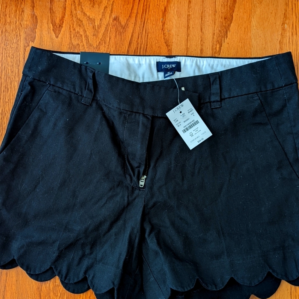 Black J Crew factory scalloped shorts size 6 New with tags